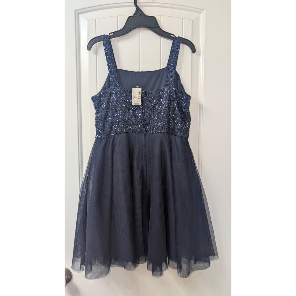 NWT The Children’s Place Girls Size 16 Navy Blue Sequin Tulle Party Dress - Picture 3 of 4